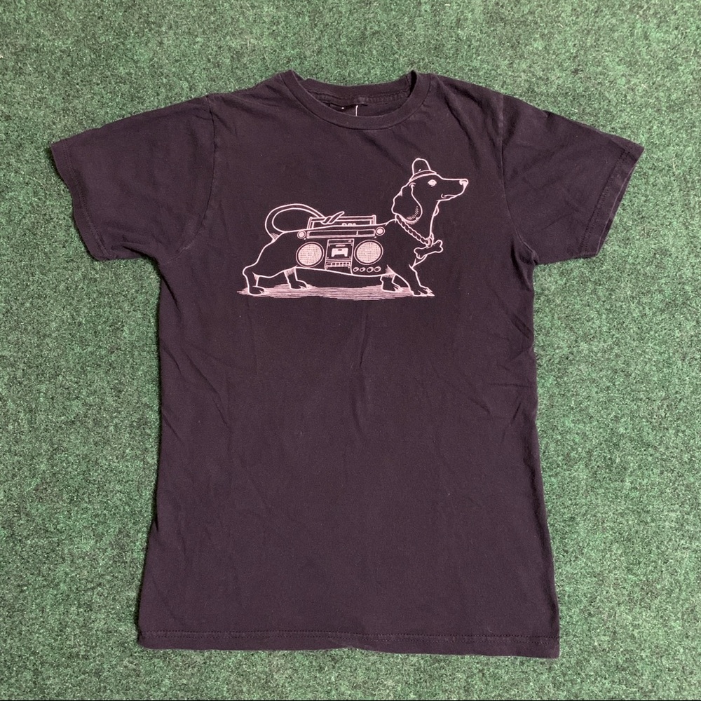 Upper playground wiener dog boombox t-shirt